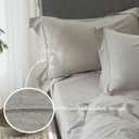 Cooling King Duvet Cover Set 3 Pieces-100% Washed Cotton with Chic Wide Trim Design Linen Like Textured Ultra Soft Cozy Bedding with Zipper Closure(Hemmed Beige Grey,King 104"x90")