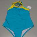 Belovance Girls Swimsuits One Piece Athletic Bathing Suit 5t Size 6 Double Adjustable Straps Back Cutout Sporty Color Block Kids Children Pool Beach Swimwear Quick Dry (Aqua Green, 5-6 Years)