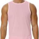Men's Mesh Workout Tank Top Fitted Sleeveless Shirt for Casual Gym Muscle Training (Pink, XXL)
