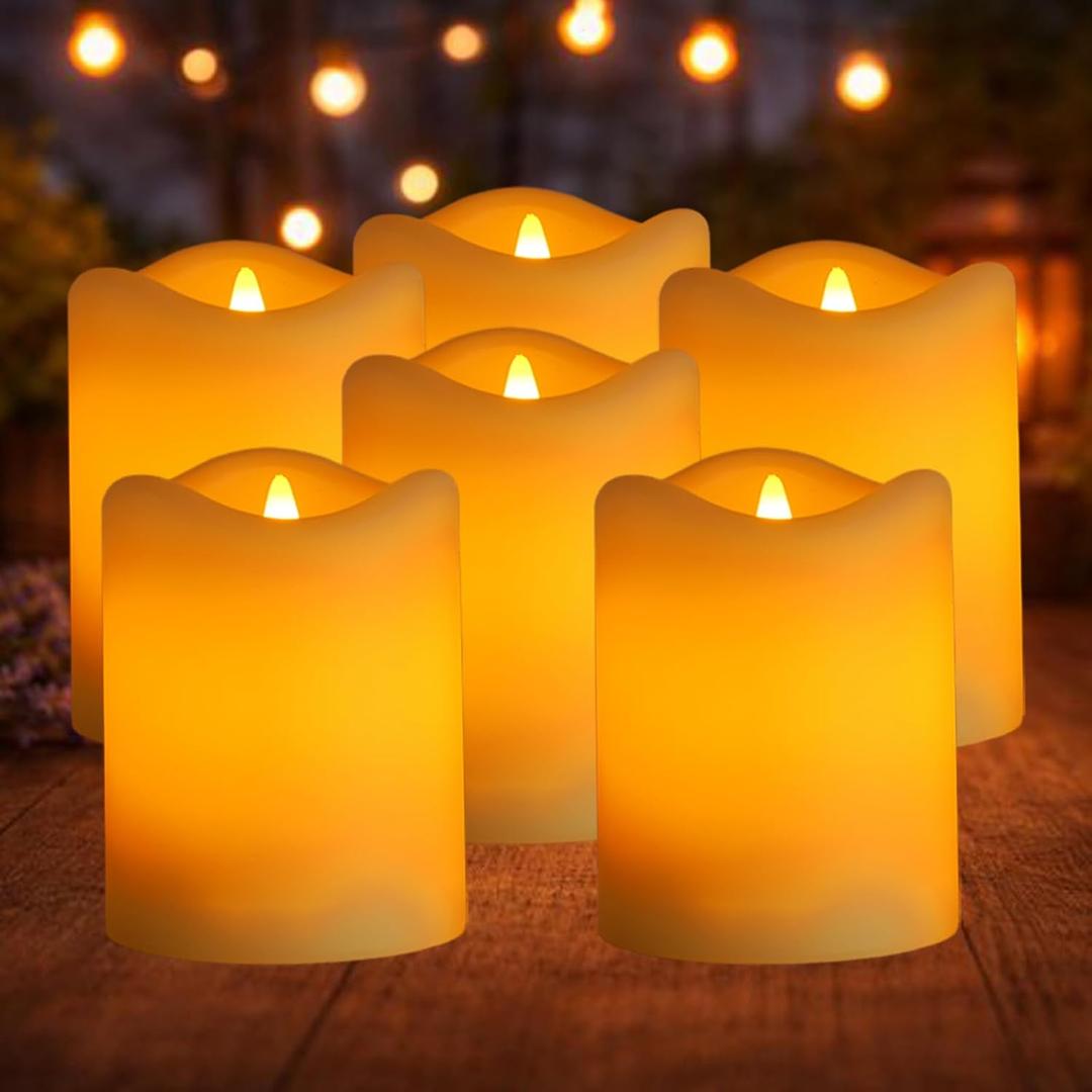 Solar Candles Outdoor, 6Pcs IP65 Waterproof, Rechargeable Candles for Lantern, Auto On/Off Flickering Glow Dusk to Dawn, Replaceable Battery, Outdoor Solar Lights Holiday Decor for Garden