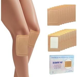 16Pcs Castor Oil Pack Wrap, Disposable Castor Oil Patches Packs with Anti Leakage Cotton Pad for Belly/Feet/Knee (Oils Not Included), 5.1" x 3.9"