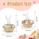 Easter Bunny Resin Decor Set of 2  Cute Rabbit Figurines in Basket with Eggs, Spring Easter Table Decorations for Home, Farmhouse, Office & Party Centerpiece Tiered Tray Shelf Mantel