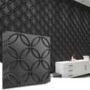 Art3d PVC 3D Wall Panel Interlocked Circles in Matt Black Cover 32 Sq.ft, for Interior Ceiling and Wall Decor for Residential or Commerical