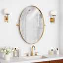 Gold Pivot Oval Bathroom Vanity Mirrror 24 x 36 Inch Tilting Metal Frame Mirror, Farmhouse Adjustable Tilt Rounded Corner Oval Vanity Mirror, Easy to Install