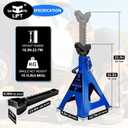 6 Ton (13,200 LBs) Jack Stands with Double Pin Locking,Rubber Cover,Large Foot Base,16"-24" Adjustable Height Heavy Duty Jack Stands,Lifting Car,Bus,RV,SUV,MPV,Pickup Truck,2 Pack Blue