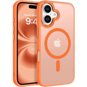 BENTOBEN Compatible with iPhone 16 Plus Case for Magnetic iPhone 16 Plus Phone Case [Compatible with Magsafe] Slim Translucent Matte Shockproof Bumper Drop Protection Women Boy Cover, Orange