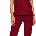 floralhue Scrubs for Women Set, Medical Women Scrubs, V-Neck Top and Straight Leg Pants with 11 Pockets (Relaxed Fit) (Large, Burgundy)