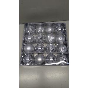 3.15" Silver Christmas Ball Ornaments Set, 16pc Silver Xmas Tree Ornaments Decoration, Shatterproof Large Decorative Hanging Balls with Loop for Christmas Party Holiday Wreath Garland Home Decor