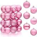 JOIEDOMI 24 Pcs Pink Christmas Balls Ornaments Set, 2.36" Christmas Tree Ornaments Shatterproof, Xmas Balls Hanging Decorations for Tree Wreath Garland Holiday Wedding Indoor Party Decor