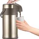 OJOJ 4L/133OZ Thermal Coffee Carafe with Pump, Thermal Beverage Dispenser, Coffee Airpot Stainless Steel Coffee Carafe for Hot Drinks Gold (4000 ml)