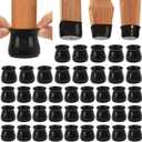 BUMACO Chair Leg Floor Protectors Chair Leg Protectors for Hardwood Floors Silicone Pads Covers to Protect Floors (Black-40 Pcs, Universal L (1.3"-2")