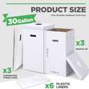 3 Pcs Cardboard Trash Cans with Lid Disposable and Reusable Corrugated Cardboard Trash Cans Recycling Bins Bulk with 6 Garbage Bags White Rubbish Boxes for Parties Events(30 Gallon)