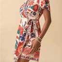 MakeMeChic Women's Floral Mini Dress Wrap V Neck Short Sleeve Summer Boho Dresses (Multicolor)