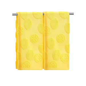 2 Pcs Lemon Hand Towels for Bathroom 100% Cotton Jacquard Weave Bath Towel Set Soft Absorbent Dish Washcloth for Bathroom Kitchen Tropical Theme Gifts 13.8 x 29.5 Inch (Lemon Yellow)