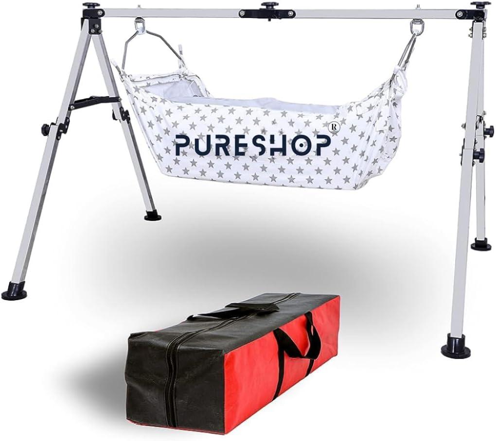 Stainless Steel Foldable Baby, Infant Cradle with Non-Woven Storage Bag, Indian Style Ghodiyu, Palna, Swing