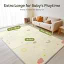 Mallify Extra Large Foldable Play Mat, Reversible Baby Play Mat with Edge Reinforcement, Non-Toxic & Waterproof Baby Mat for Floor, Foam Playmat with Travel Bag, Rainbow, Cloud & Moon, 79"x71"