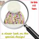 PEAK 2 PEAK Boys and Girls Winter Hat and Gloves Set  Knit Pom-Pom Beanie with Sparkle  Ages 4-12 (Sequin)