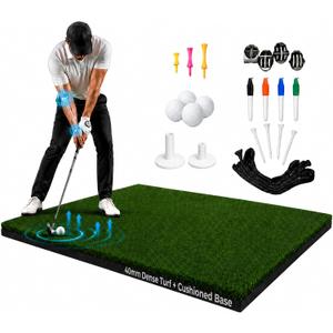 5×4 Premium Golf Hitting Mat — 40mm Cushioned Turf for Joint-Friendly Practice — Trusted by PGA Tour Pro Jim Herman, Indoor & Outdoor, Includes Training Kit - USA Owned Brand