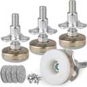 Heavy Duty Furniture Leveling Feet Adjustable Furniture Leg Levelers for Tables Chairs Cabinets Sofa Raiser, Support 1320LBs, T- Nut Kit 3/8-16 Thread, Large Base,w/ 4 Felt Pads,12 Screws (4 Pack) (White-4p)