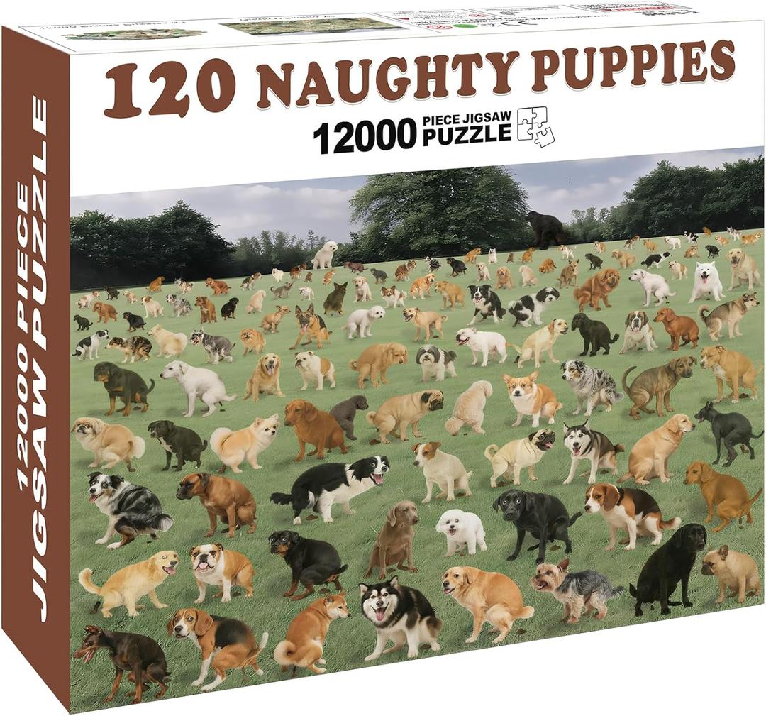 2 x Prank Gift Box, Naughty Puppies Theme Gag Gift Empty Box, Wrap Your Real Present in a Convincing and Funny Fake Gift Box, Hilarious White Elephant Gifts for Golfer, Husband, Dad, Brother and Boyfriend (Style No.3 - 1 Pack)