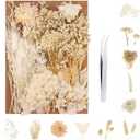 Dried Pressed Flowers, Real Dried Flowers, Natural Pressed Flowers Decorative Dried Flowers for DIY Candle Resin Jewelry Nail Pendant Crafts Making (White Series)