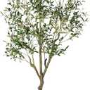 Artificial Olive Tree 6FT, Indoor Fake Silk Plant with Realistic Trunk, Leaves, Fruits and White Planter, Faux Potted Tree for Home Decor and Housewarming Gift, 1 Pack (Green)