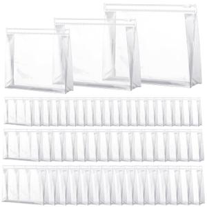 Xuniea 50 Pcs Mini Clear Makeup Bag Small Clear Zipper Pouch Travel Plastic Cosmetic Organizer Waterproof for Toiletries Swimsuit Bikini Bathing Suit(9.8'',7.9'',5.9'',Transparent)