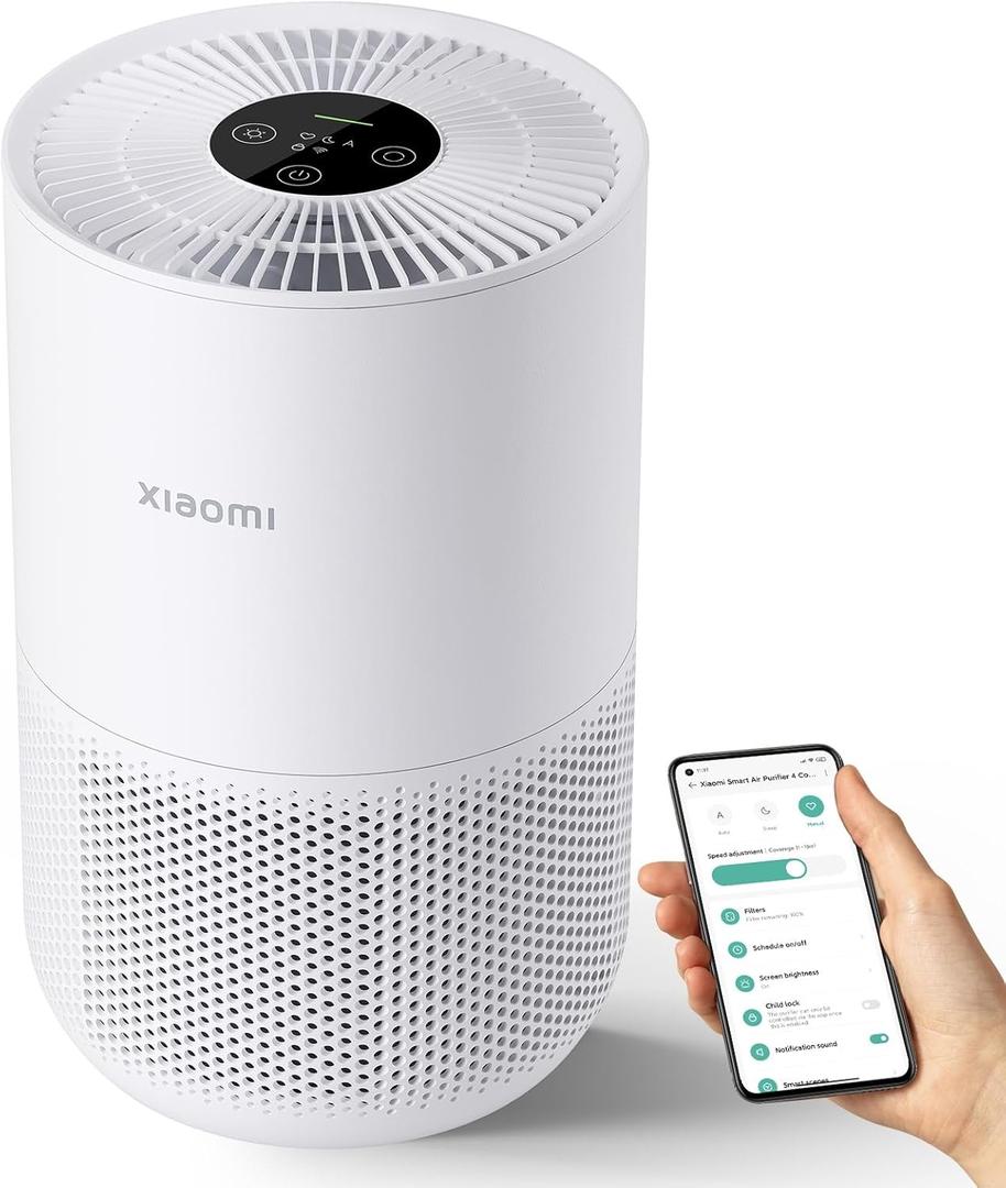 Xiaomi Mi Air Purifier 4 Compact, True HEPA H13 3-Stage Filter System Removes 99.97% of Pollutants as small as 0.3 microns, Smart Home Integration, Whisper Quiet, Just 0.9KW/day, OLED Touch Display (ivory)