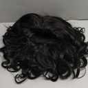 Head Top Bangs Extension With Topper Human Hair 25cm Curly Replacement Wiglet 13x14cm Full Coverage Toupee Clip in (Wavy Black)