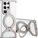 Metal Frameless Stand Phone Case Compatible with Galaxy S25 Ultra Phone Case Metal Magnetic Frameless Kickstand Case (Metal Silver Case)