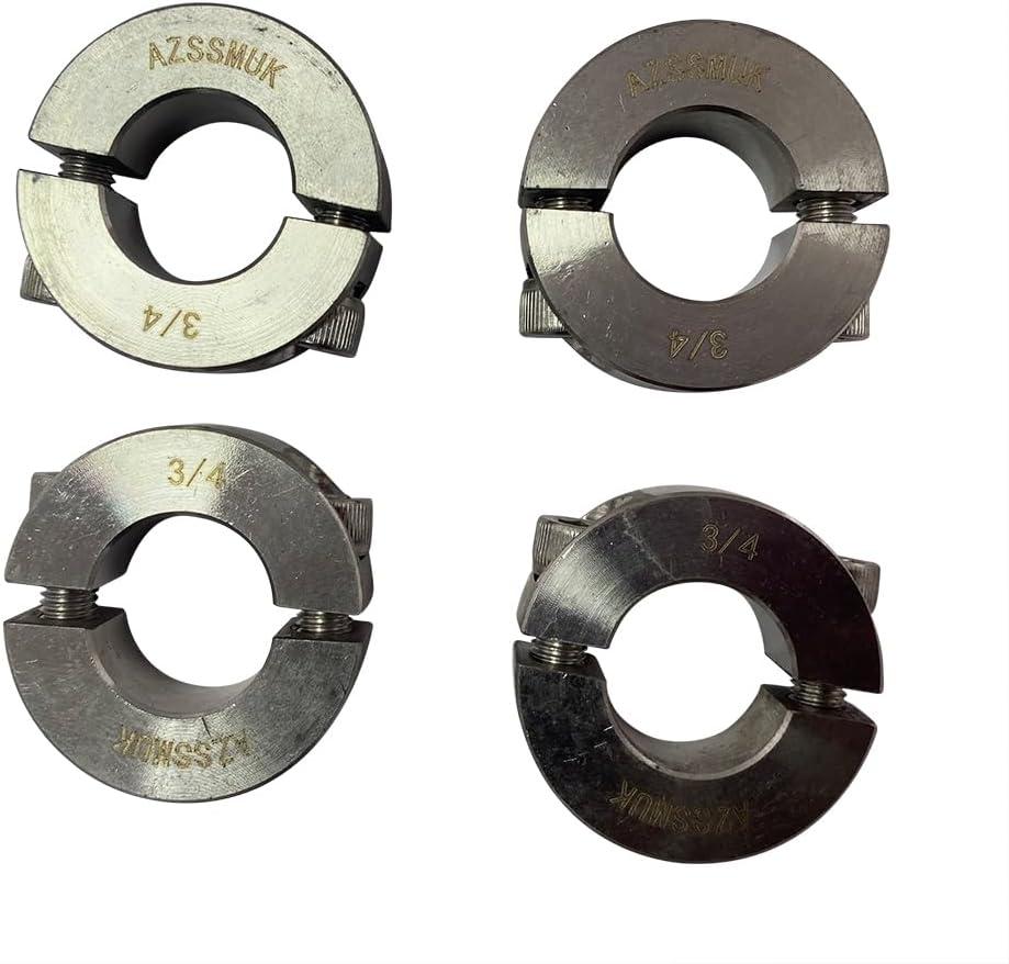 AZSSMUK Bore 3/4'' Double Split Shaft Collar Stainless Steel Lock Collar Clamp Set Screw 4PCS (3/4'', 4)