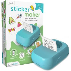Sticker Maker by Hello Blink - Mini Stickers and Photo Printer - Small Portable Bluetooth Thermal Printer Sticker Machine for Kids Gifts - Aged 8+ - iPhone Android Compatible