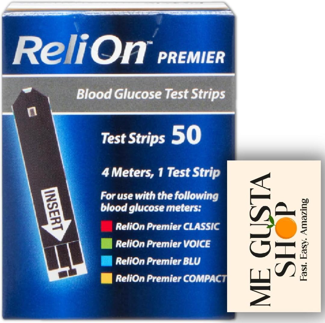 ReliOn Premier Blood Glucose Test Strips, 50 Count, + me Gusta Sticker