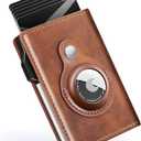 Wallet for Men Minimalist Pop Up Credit Card Case Holder 1-7 Cards, Smart Slim Wallet with Money Clip ID Window RFID Blocking Bifold Compact(Airtag Not Included) Wallets Gifts for Men (Brown)