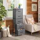 WLIVE Fabric Dresser, 5-Drawer Tall Dressers for Bedroom, Storage Dresser Organizer with Fabric Bins, Wood Top, Sturdy Steel Frame, Chest of Drawers for Closet, Hallway, Dark Grey