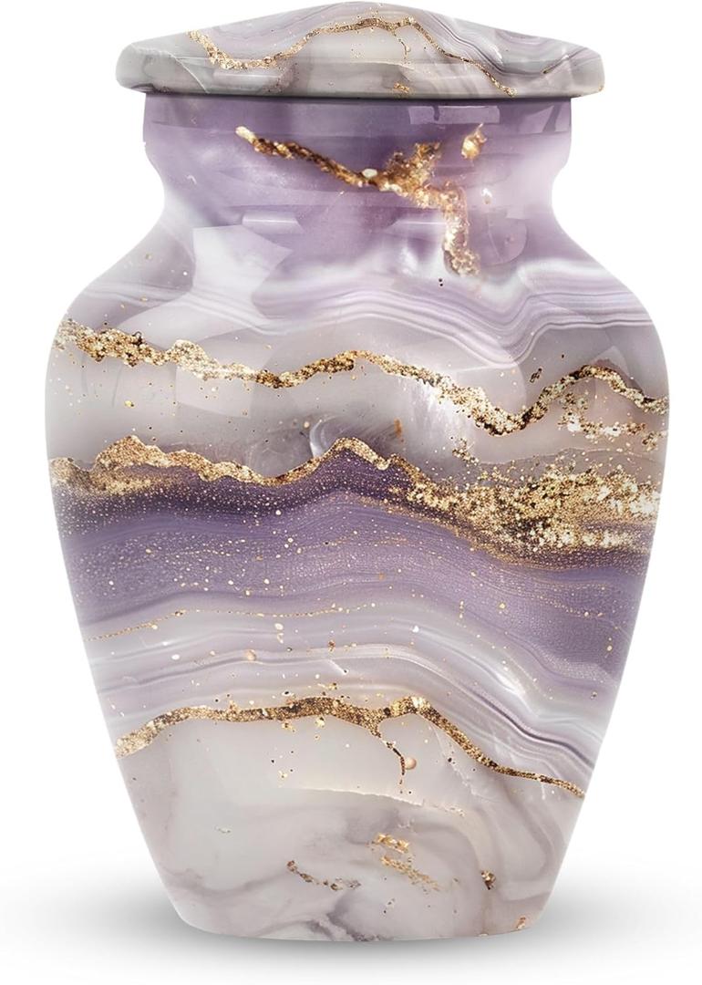 Purple Abstract Urn - Mini Funeral Adult Ash Keepsake for Woman/Men - 3 Inch Small - Pack of 1 - Mini Urns for Human Ashes Male/Female - Cremation Urns - Mini Keepsake (Rose Gold Serenity)