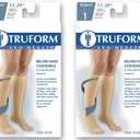 Truform 15-20 mmHg Compression Stockings for Men and Women, Knee High Length, Closed Toe, Beige, Medium (Pack of 2)