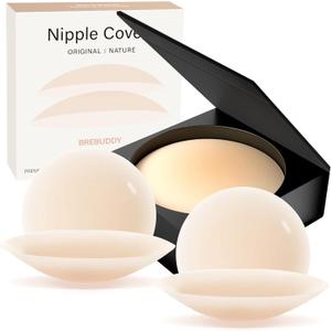 2 x Nipple Covers for Women 2 Pairs - Reusable Silicone Sticky Nipple Covers No Show, Adhesive Pasties with Travel Case