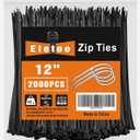 12 Inch Black Zip Ties (2000 Pack), 45 LBS Tensile Strength, Self-Locking Nylon PA66 UV Resistant Cable Ties for Indoor and Outdoor Use