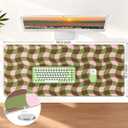 HAOCOO Checkered Desk Mat, Cute Leather Mouse Pad, 35.4" x 15.7" Keyboard Pad Office Accessories, Non-Slip Desktop Mat, Gingham Laptop Pad with Stitched Edge Desk Cover Mat(Green)