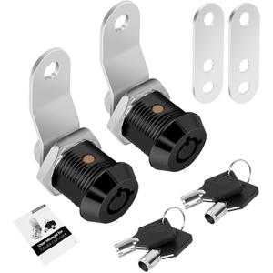 2 Pack Tool Box Lock with Keys, 5/8" RV Storage Lock Keyed Alike, Cabinet Lock Cam Locks for Toolbox Lock Replacement Mailbox RV Compartment Locks with Manual (Black -2 Pack, 5/8 Inch)