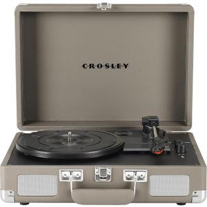 Crosley CR8005F-TE Cruiser Plus Vintage 3-Speed Bluetooth in/Out Suitcase Vinyl Record Player Turntable, Taupe