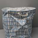 Sea Team 19.7 Inches Large Sized Waterproof Coating Ramie Cotton Fabric Folding Laundry Hamper Bucket Cylindric Burlap Canvas Storage Basket with Stylish Branch Blue Design