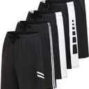 Real Essentials Men's 5 Pack: 9" Dry-Fit Shorts Athletic Gym, Workout, Basketball, Running, Casual Lounge Active Pockets (XX-Large)