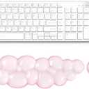 Gel Cloud Wrist Rest Set, Clear Gel Cloud Keyboard Wrist Rest with Non-Slip Base, Ergonomic Wrist Support for Typing Pain Relief, Cute Wrist Pad for Office, Gaming, Computer, Laptop - Pink