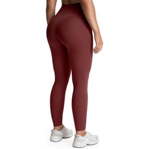 Aoxjox High Waisted Workout Leggings for Women Tummy Control Buttery Soft Yoga Metamorph Deep V Pants 26" (Rum Raisin, X-Small)