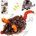 Gigwi Interactive Cat Toy Moving Mouse, Automatic Cat Toy Mice Electronic with Furry Tail, Squeaky Cat Toys for Indoor Cats/Outdoor Exercise (Orange Ear), Pack of 2 