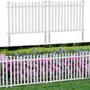 MELLCOM No Dig Garden Picket Fence, 44''W x 41''H(2 Panels) Decorative Privacy Fence with Metal Stakes, Garden Fence Border for Backyard, Patio & Yard, White
