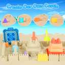 Beach Toys, Collapsible Sand Toys - 9pcs Sand Castle Building Kit: Foldable Sand Buckets, Shovels, Castle Molds & Packable Mesh Bag - Sandbox Toys for Toddlers, Kids Ages 3-12, Beach Travel
