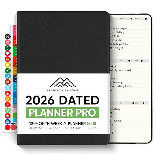 Dated, 2026 Planner, 5.8” x 8.3” - The #1 Productivity Planner to Achieve Your 2026 Goals - Planner 2026-2027 by PRODUCTIVITY STORE (A5, BLACK)